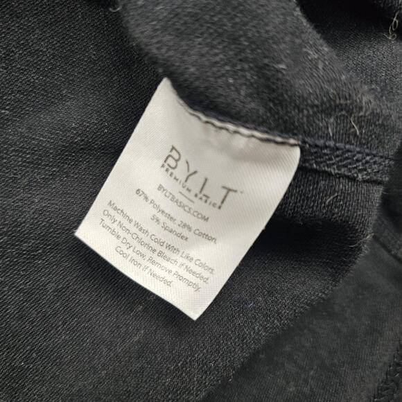 BYLT Shirt Mens Large Black Drop Cut Short Sleeve Curved Hem Minimal Classic - Picture 5 of 6